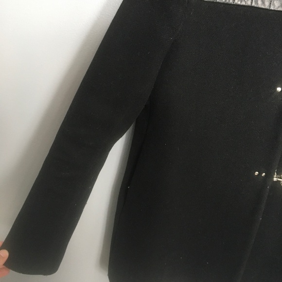 SANDRO | wool & quilted leather black toggle coat - Picture 2 of 9